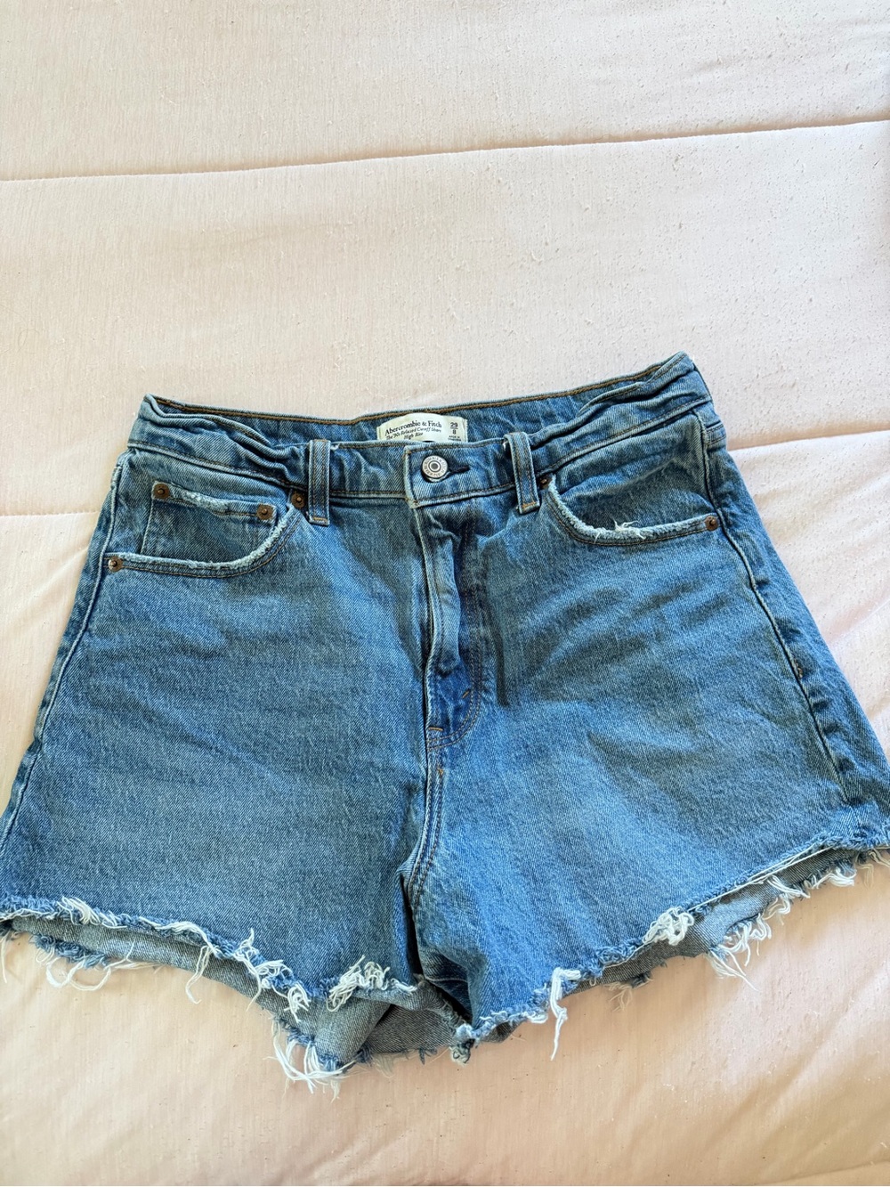 Abercrombie & Fitch Light Blue High-Rise Denim Cutoff Shorts
